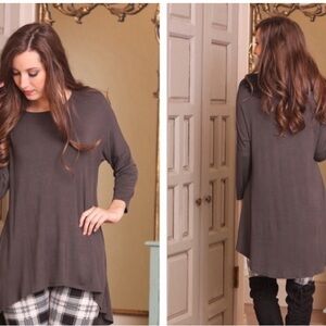 CHARCOAL HI LOW TUNIC (OVERSIZED)